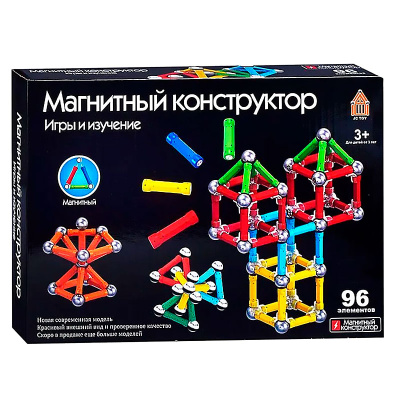 Конструктор магнитный Геометрия 96 деталей Junfa Toys 2201